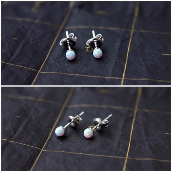 Elegant Moonlight Opal Stud Earring 5枚目の画像