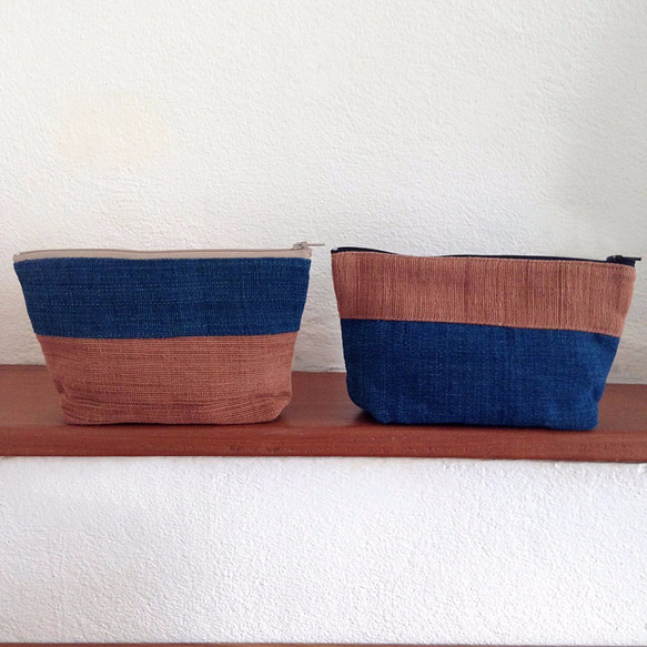 Handwoven Natural Dye Unisex Pouch Set of 4 Different Colour 2枚目の画像