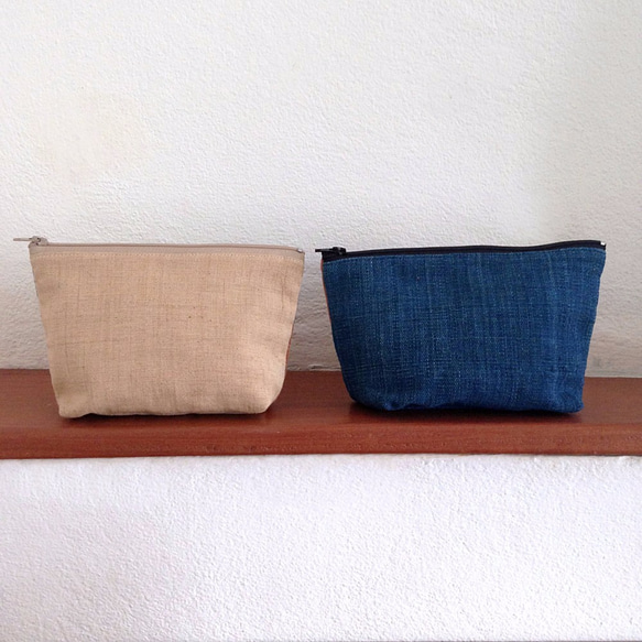 Handwoven Natural Dye Unisex Pouch Set of 4 Different Colour 4枚目の画像