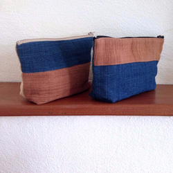 Handwoven Natural Dye Unisex Pouch Set of 2- Green+Brown 6枚目の画像