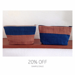 Handwoven Natural Dye Unisex Pouch Set of 2- Blue+Brown 1枚目の画像