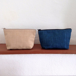 Handwoven Natural Dye Unisex Pouch Set of 2- Blue+Brown 4枚目の画像