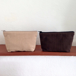 Handwoven Natural Dye Unisex Pouch Set of 2- Blue+Brown 7枚目の画像