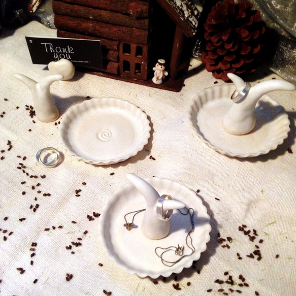 Ring Tree Jewelry Holder Set- Satin white 4枚目の画像