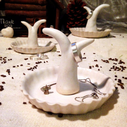 Ring Tree Jewelry Holder Set- Satin white 6枚目の画像