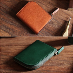 Classic Leather Unisex Compact Zip Wallet 2枚目の画像