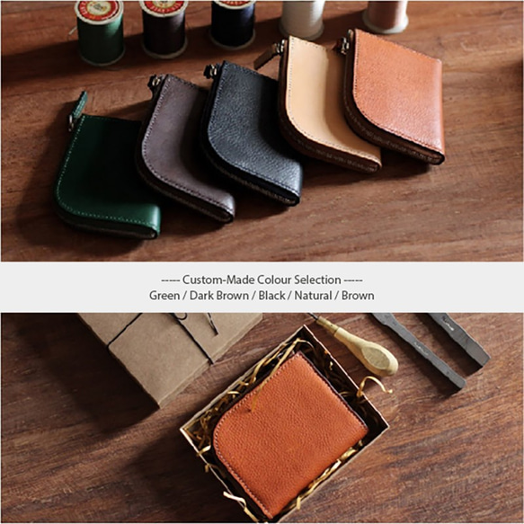 Classic Leather Unisex Compact Zip Wallet 5枚目の画像