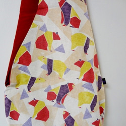 RiceBAG  折り紙クマ柄（赤色系）：内ポケット付き 1枚目の画像