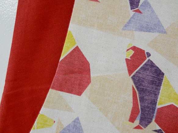 RiceBAG  折り紙クマ柄（赤色系）：内ポケット付き 2枚目の画像