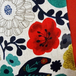 RiceBAG　北欧花と鳥　キナリ（赤）：内ポケット付き 2枚目の画像