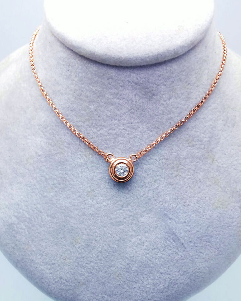 「人生万華鏡~Kaleidoscope~」K18RG一粒ダイヤモンドネックレス