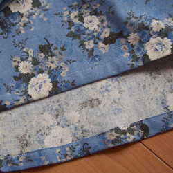YUWA☆猫と花柄のドロップショルダーブラウス　ブルー 5枚目の画像