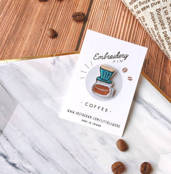 小さな刺繍バッジをLitt​​dlework  - 手パンチコーヒー 1枚目の画像