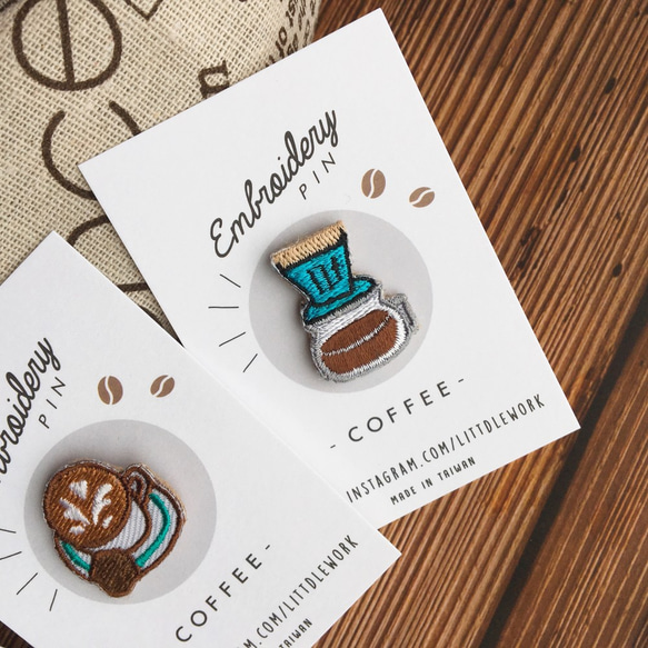小さな刺繍バッジをLitt​​dlework  - 手パンチコーヒー 2枚目の画像