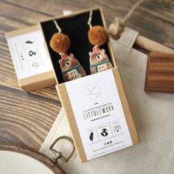 Littdlework手刺繍のイヤリング|毛玉フレンチブルドッグ&lt;925スライバー&gt; 3枚目の画像