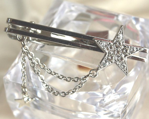 送料無料】キラキラ星ネクタイピン（銀） 【日本製】 タイピン・カフス
