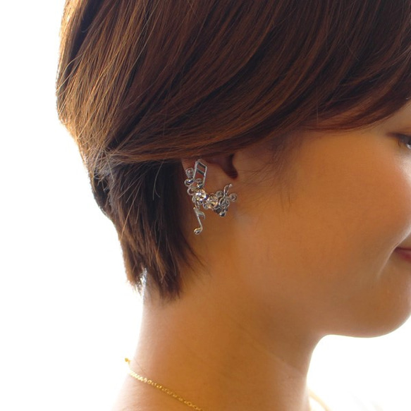 【送料無料】弾む音符イヤリング/イヤークリップ【片耳販売】 5枚目の画像