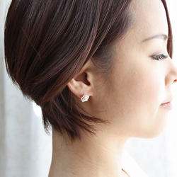 棉花糖玫瑰直孔晶耳環/耳環 - 日本製造] OP-183 第3張的照片