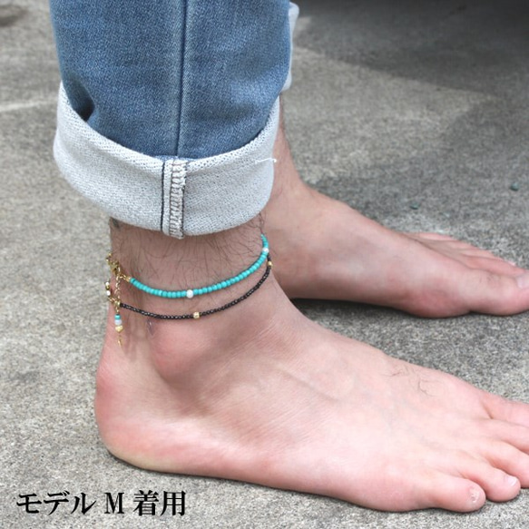 土耳其藍綠松石腳鍊（男女兼用）【日本製】 AN-34 第5張的照片