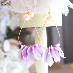[SALE] [免費送貨]紫色繡球花吊式耳環/耳環[日本製造] P-2981 第2張的照片