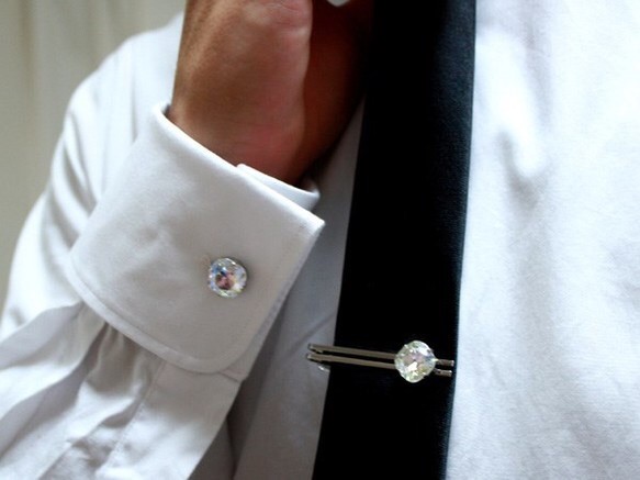 新增5套！ ！水晶月光施華洛世奇領帶別針和袖扣套裝 [日本製造] 第3張的照片