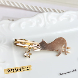 平板貓咪造型領帶夾M-114 (※金銀兩色可選) 第1張的照片
