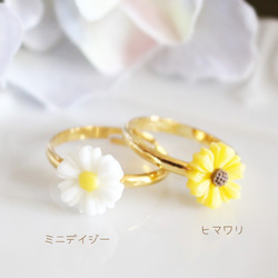 迷你雛菊/向日葵戒指 [日本製造] [均碼戒指] R-507 花/花 第1張的照片