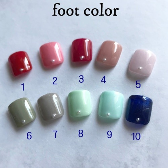 フット カラーチャート＆サイズ表 ネイルチップ（つけ爪） nail*Blau  
