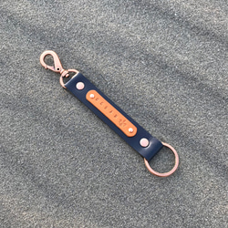 福爾摩斯 皮革鑰匙圈 /吊飾/ -海洋藍  客製化禮物 第2張的照片