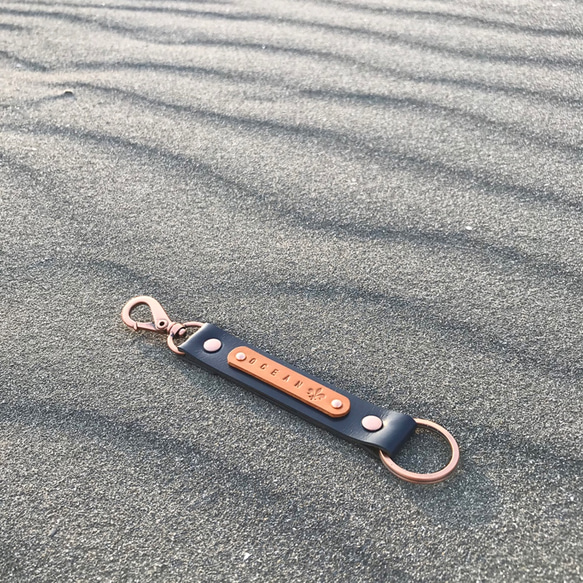 福爾摩斯 皮革鑰匙圈 /吊飾/ -海洋藍  客製化禮物 第5張的照片