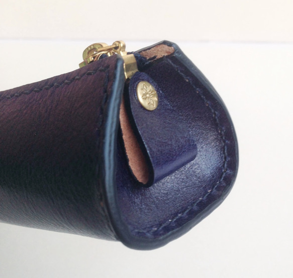 春日櫻開~皮革筆袋『湛藍色』Leather pen case INDIGO 第4張的照片