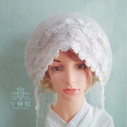 【A】お花モチーフの綿帽子(洋髪用) 3枚目の画像
