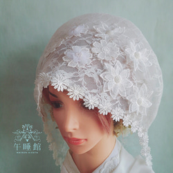 【A】お花モチーフの綿帽子(洋髪用) 4枚目の画像