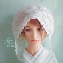 【C】お花モチーフの綿帽子(洋髪用) 3枚目の画像