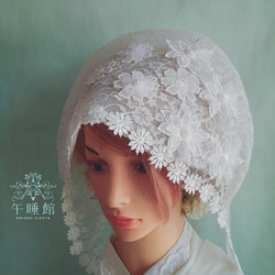 【C】お花モチーフの綿帽子(洋髪用) 4枚目の画像