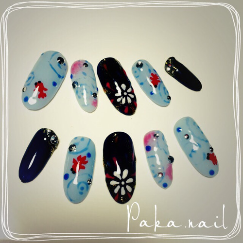 花火 浴衣 金魚ネイル ネイルチップ（つけ爪） 'oliNAIL 通販 2612825