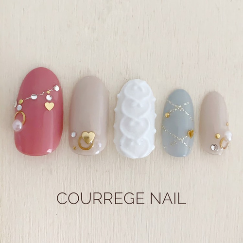 ハート型ニットネイルチップ No.125 ネイルチップ（つけ爪） Courrege