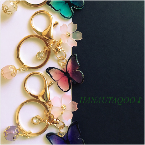 舞う蝶キーホルダー キーリング HANAUTAQOO🌸 通販 6854664