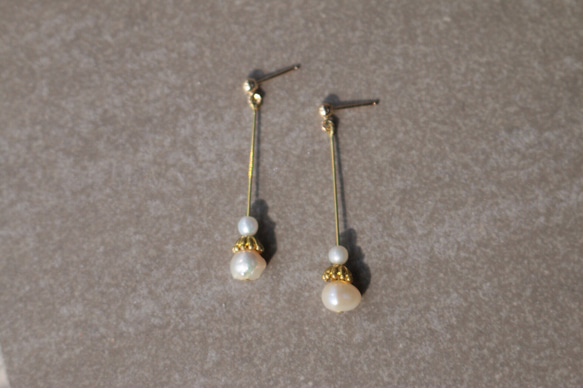 珍珠 黃銅 耳環 1137-王子 第1張的照片