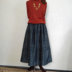 着物リメイク♪ダイヤ柄大島紬のシンプルスカート（裏地付き）丈７８ｃｍ 5枚目の画像