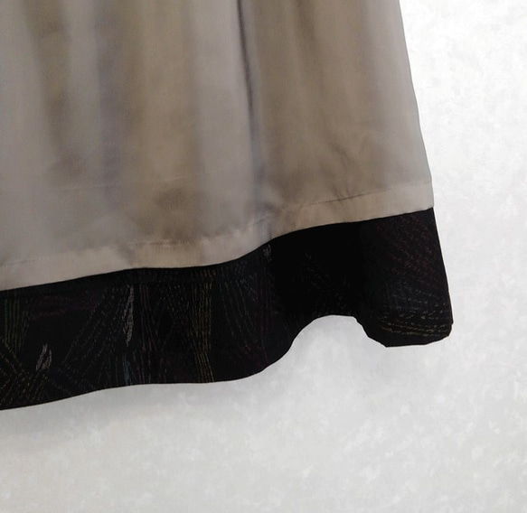 着物リメイク♪3着の紬で作ったシックなパッチスカート（裏地付き）丈７５ｃｍ 5枚目の画像
