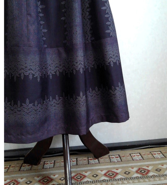 着物リメイク♪十日市紬で作った粋でシックなスカート（裏地付き）丈７８ｃｍ 3枚目の画像
