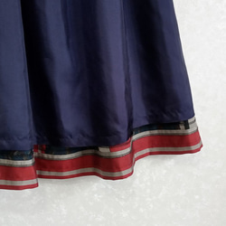 着物リメイク♪縞柄と幾何学模様の2着で作ったストライプスカート（裏地付き）丈７７ｃｍ 7枚目の画像