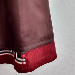 着物リメイク♪ワイン色・泥大島紬と銘仙の2枚からのスカート：丈７8ｃｍ（裏地付き） 6枚目の画像
