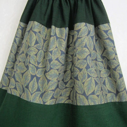 着物リメイク♪グリーン系紬のスカート（裏地付き） 3枚目の画像