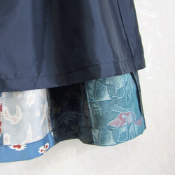 着物リメイク♪ブルー系４種類の大島紬の２段ティアードスカート（裏地付き） 5枚目の画像