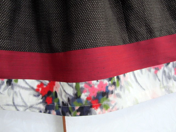 着物リメイク♪泥大島紬、手織り紬と銘仙のおしゃれスカート（裏地付き） 4枚目の画像
