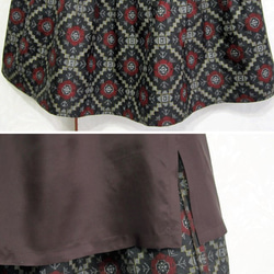 着物リメイク♪大島紬と銘仙のおしゃれな３段ティアードスカート（裏地付き） 4枚目の画像