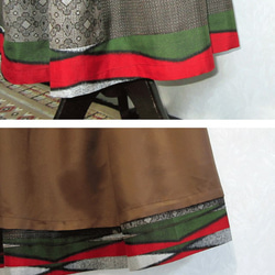 着物リメイク♪3種の泥大島紬・ポケット付きスカート：丈７６ｃｍ（裏地付き） 4枚目の画像