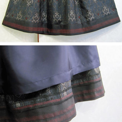 着物リメイク♪上質（5マルキ）泥大島紬のシックなスカート：丈７７ｃｍ（裏地付き） 4枚目の画像